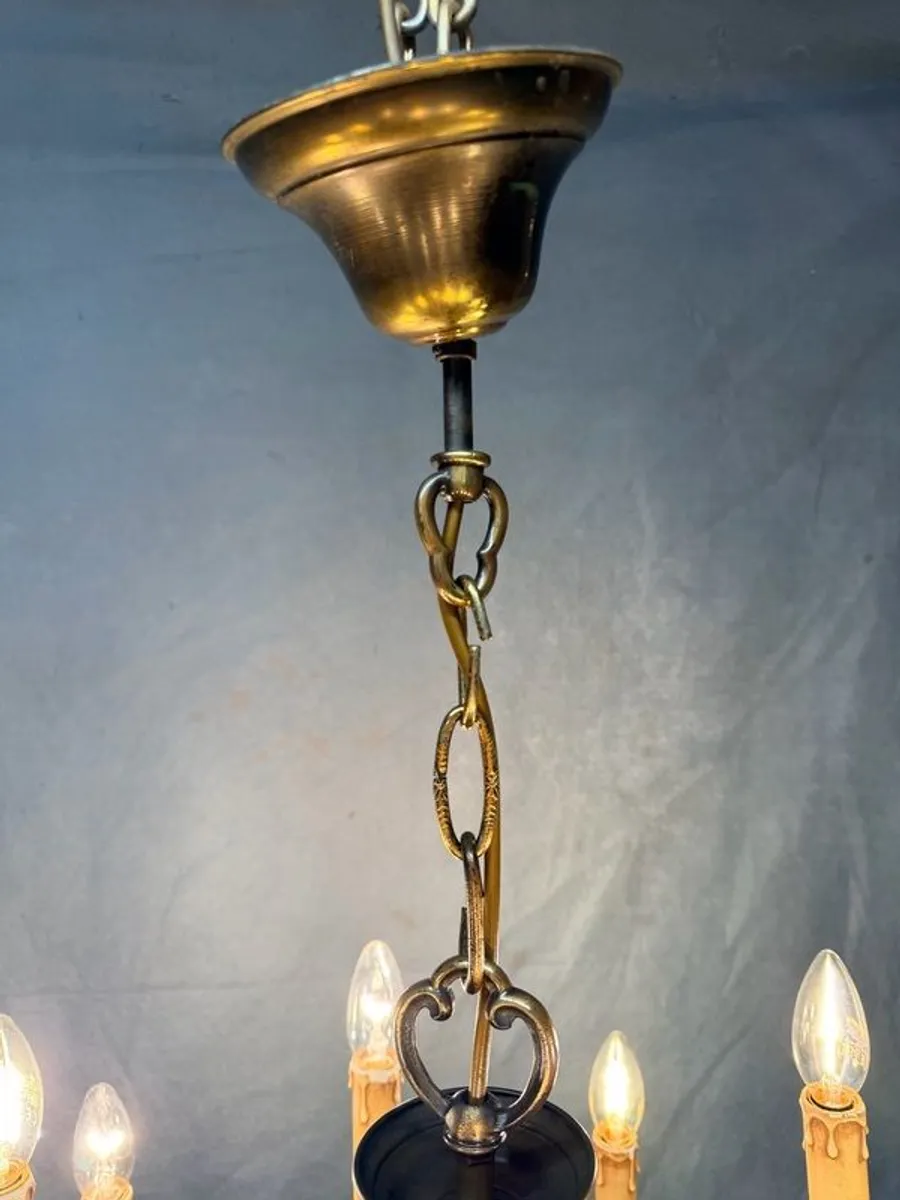 Flemish Brass Two Tier Twelve Branch Chandelier - Image 3