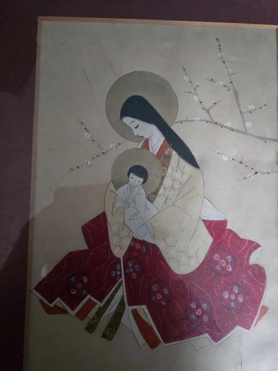 Vintage Japanese Madonna and Child Picture - Image 2