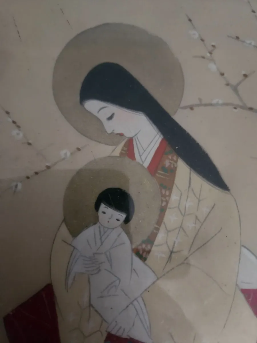 Vintage Japanese Madonna and Child Picture - Image 4
