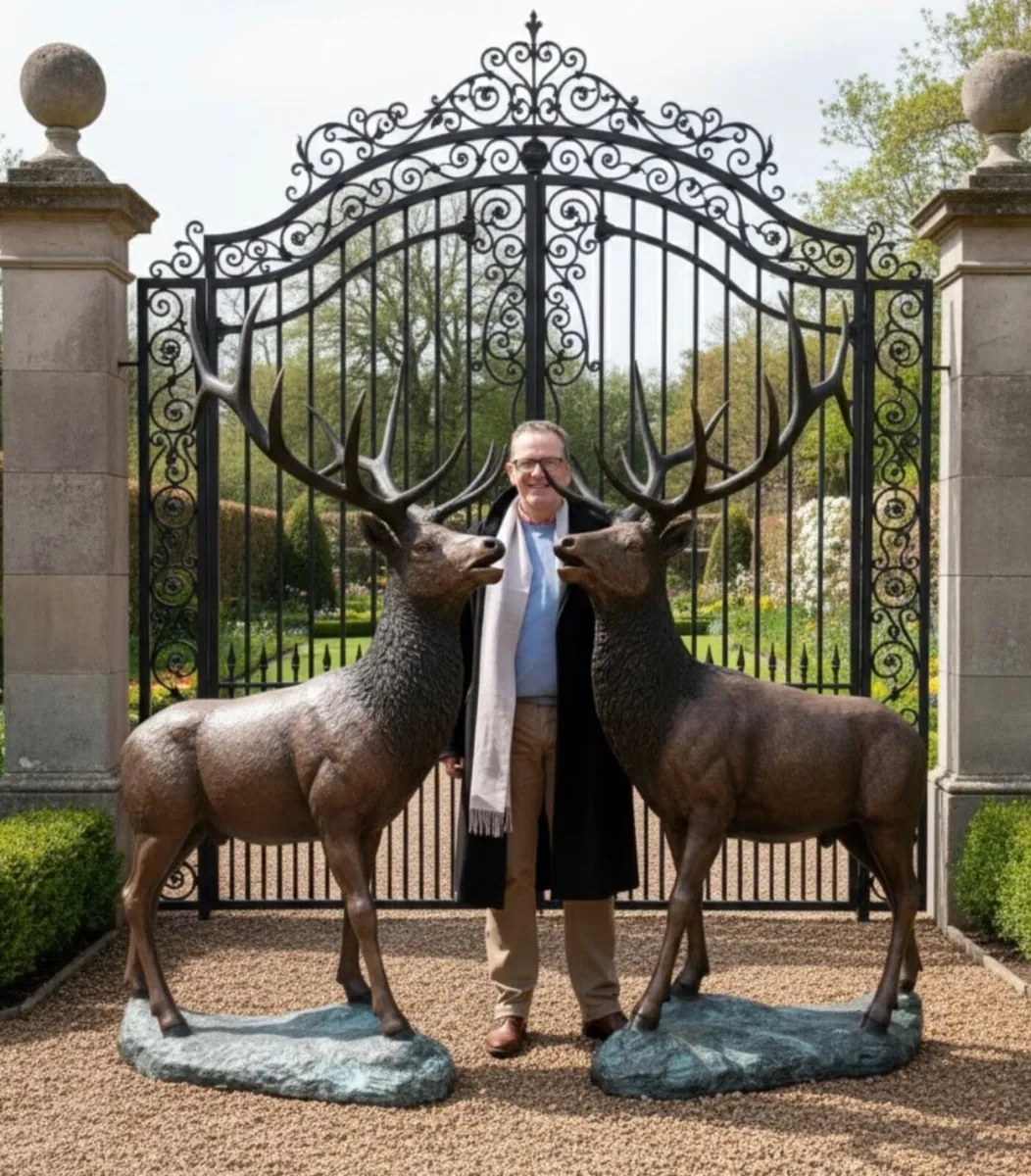 Pair bronze xxl deer sculptures - Image 2