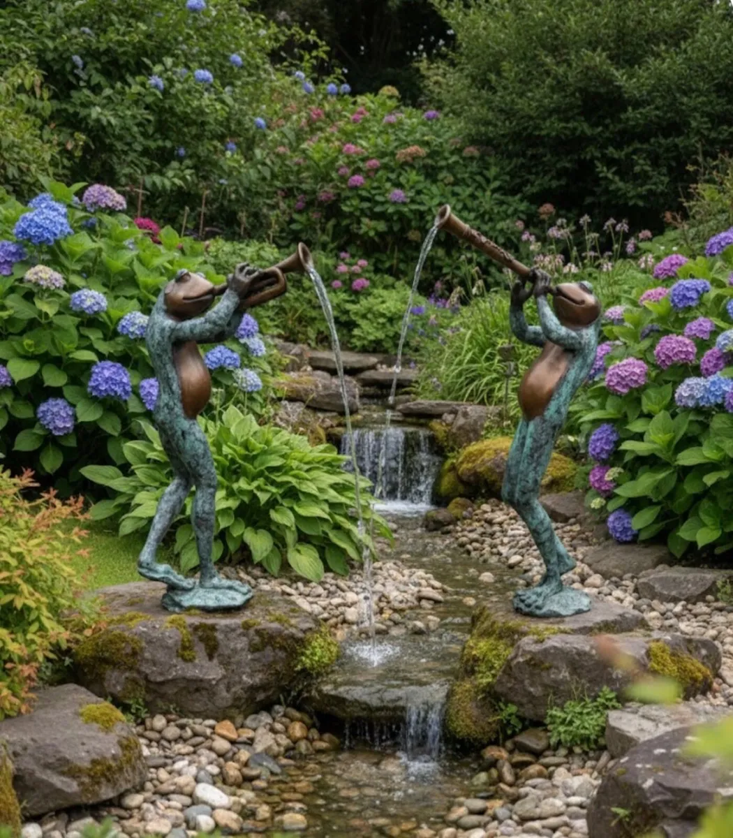 Pair of Bronze frog fountains - Image 1