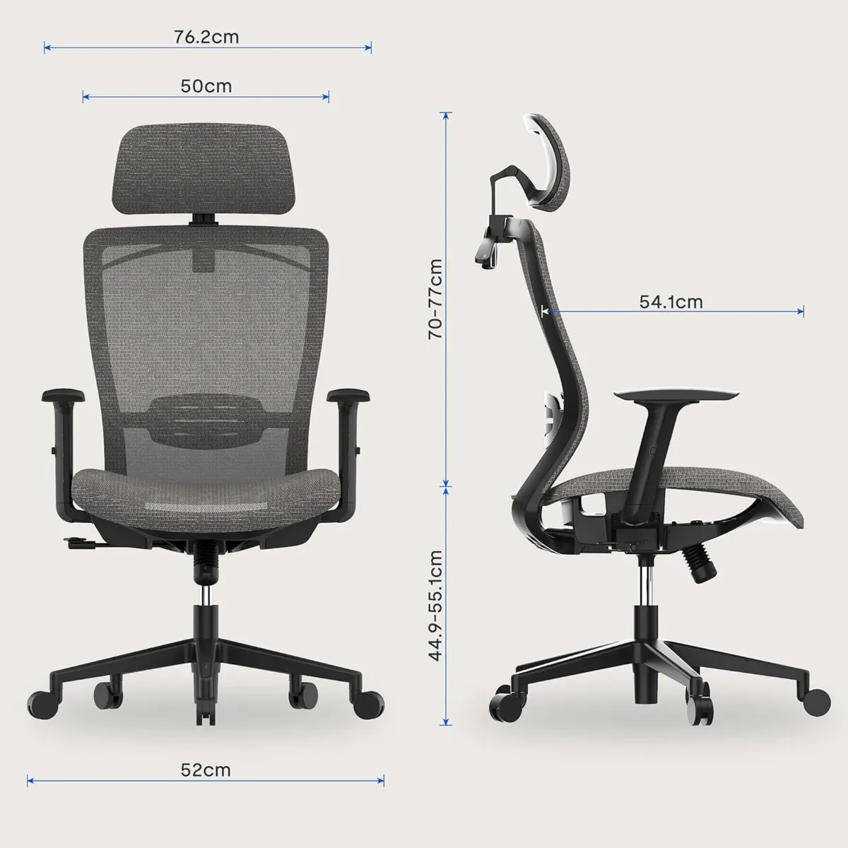 Ergonomic Mesh Office Chair with Coat Hanger - - Image 2