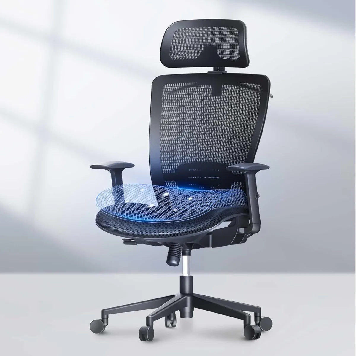 Ergonomic Mesh Office Chair with Coat Hanger - - Image 1
