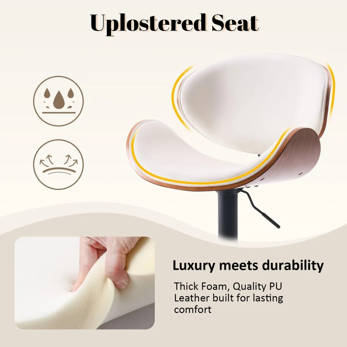 Bar Stools Wooden Breakfast Stool with Back PU - Image 4