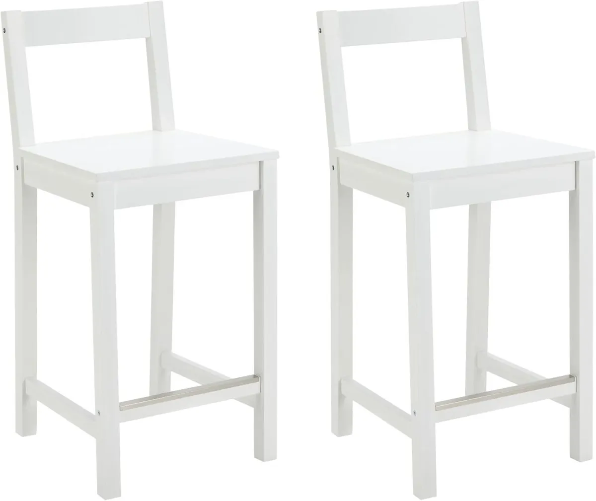 Set of 2 White Wood Kitchen Counter Stool with - Image 1