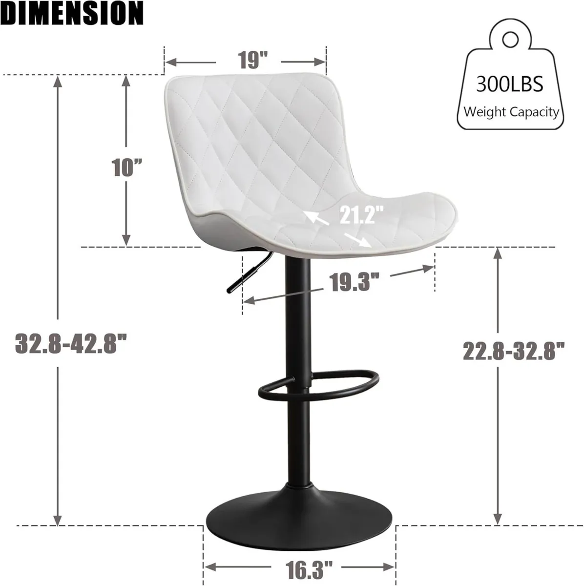 Bar Stools Set of 2 Swivel Adjustable Faux - Image 2