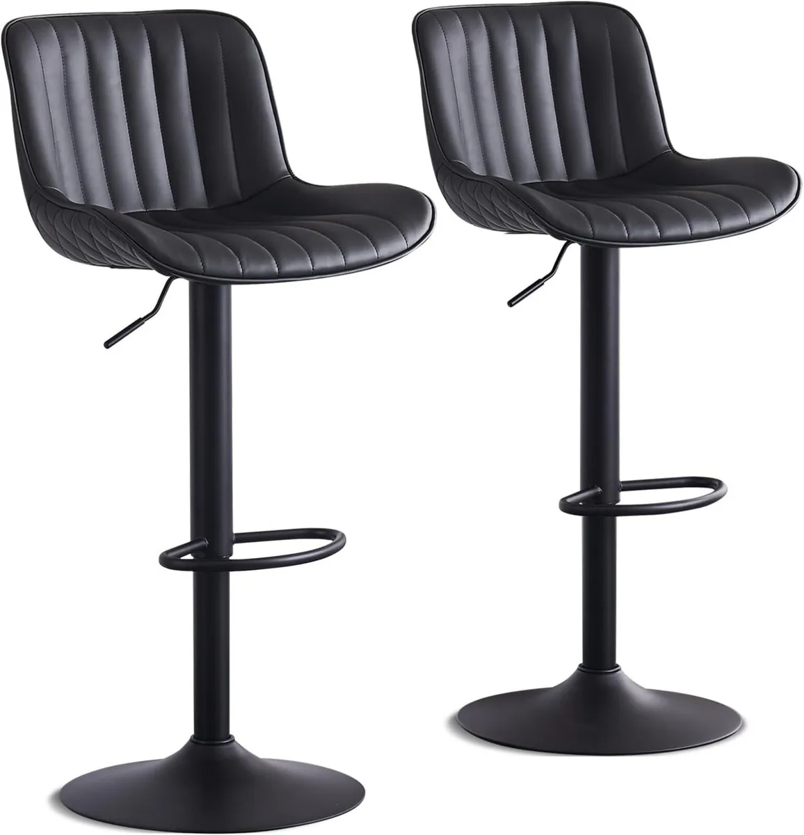 Black Bar Stools Set of 2 Counter Height Barstools - Image 3