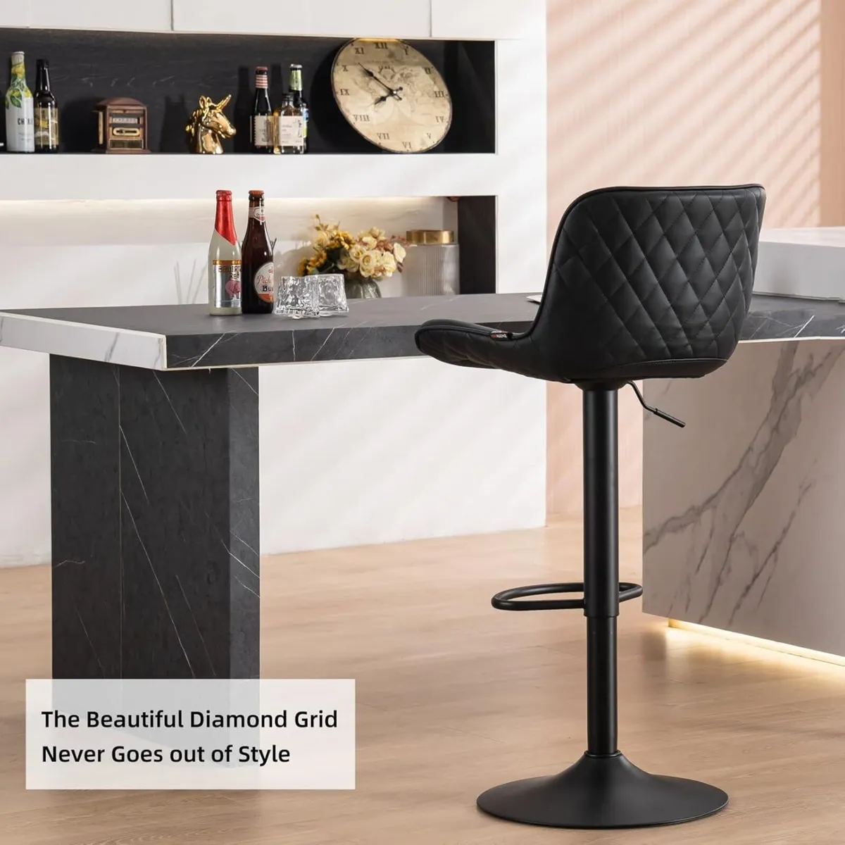 Black Bar Stools Set of 2 Counter Height Barstools - Image 4
