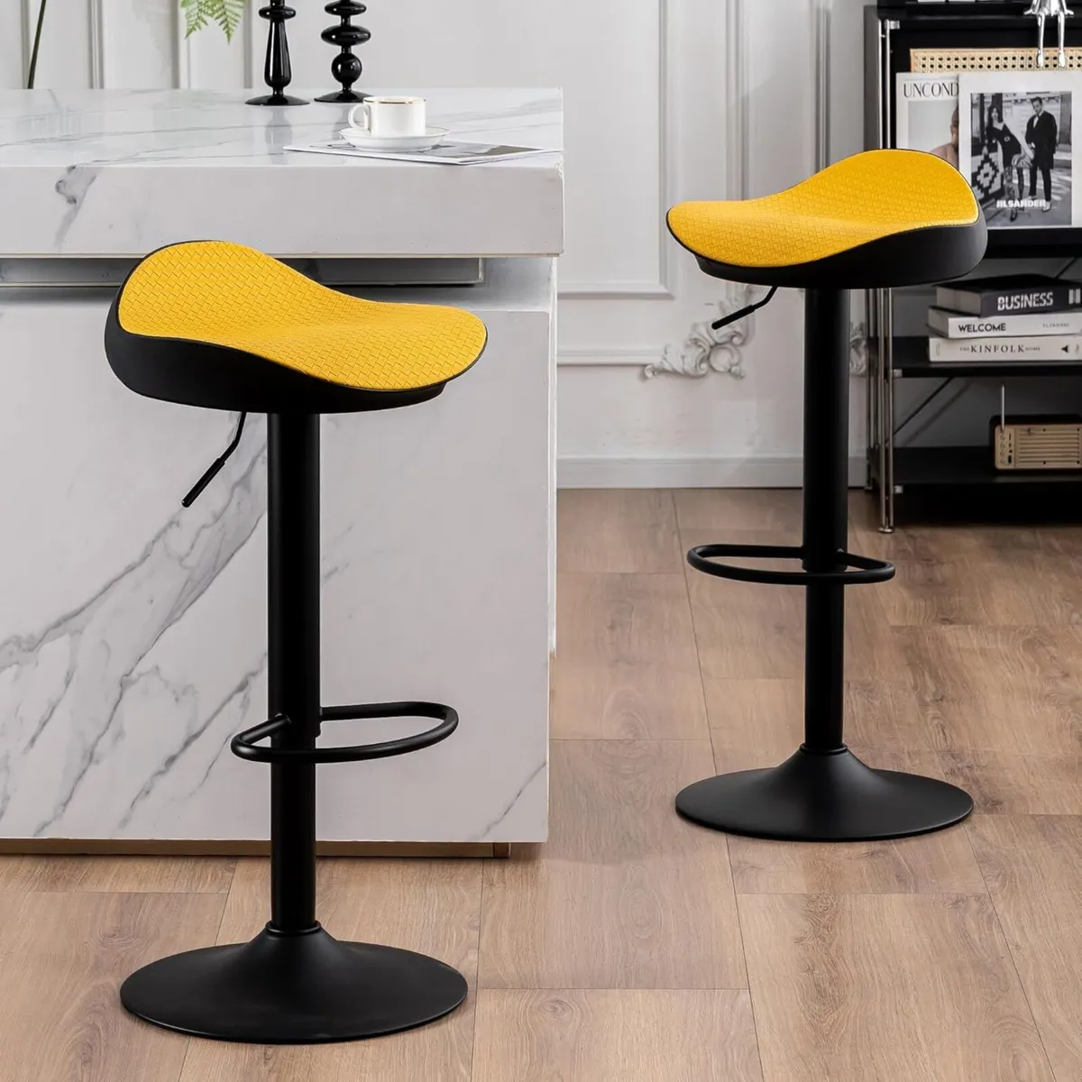 Yellow Bar Stools Set of 2 Counter Height - Image 1