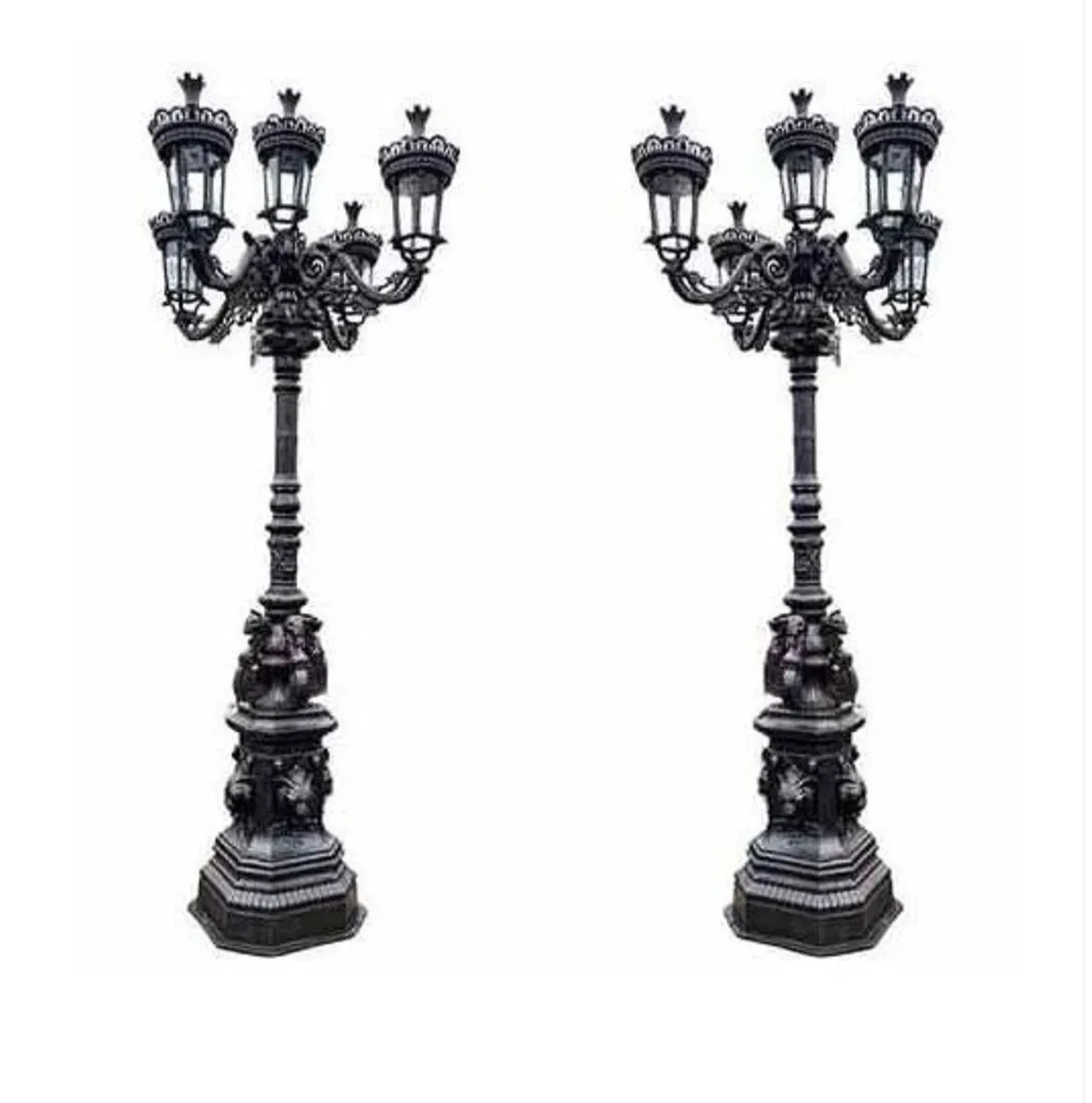 Cast iron 5 headed lamps 300cm tall - Image 1