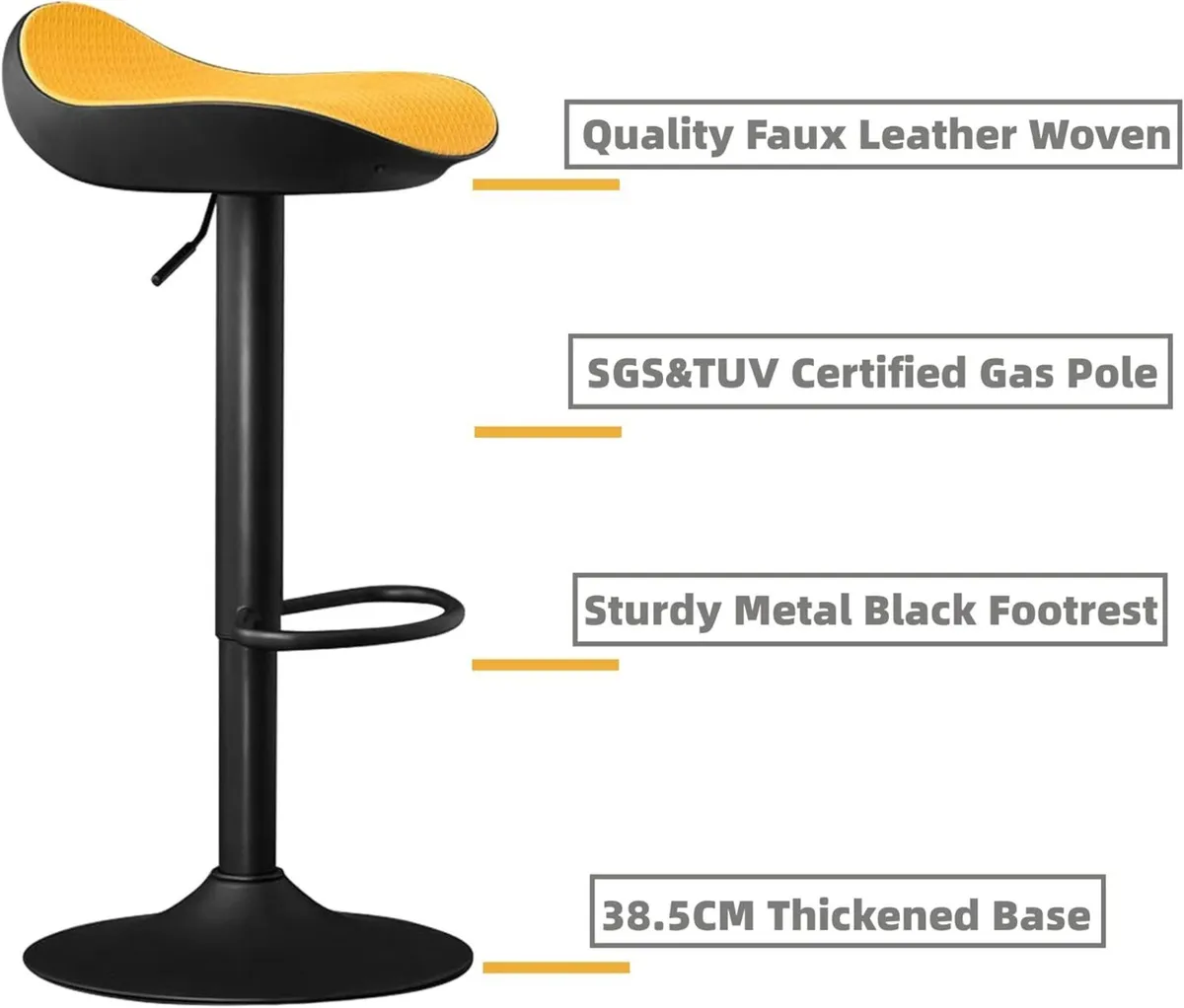 Yellow Bar Stools Set of 2 Counter Height - Image 4