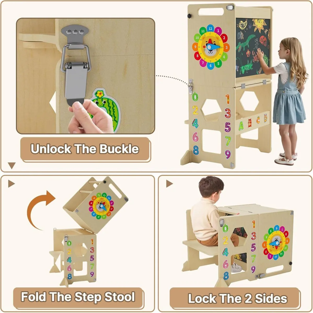Toddler Tower 4 in 1 Kitchen Stool Helper - Image 3
