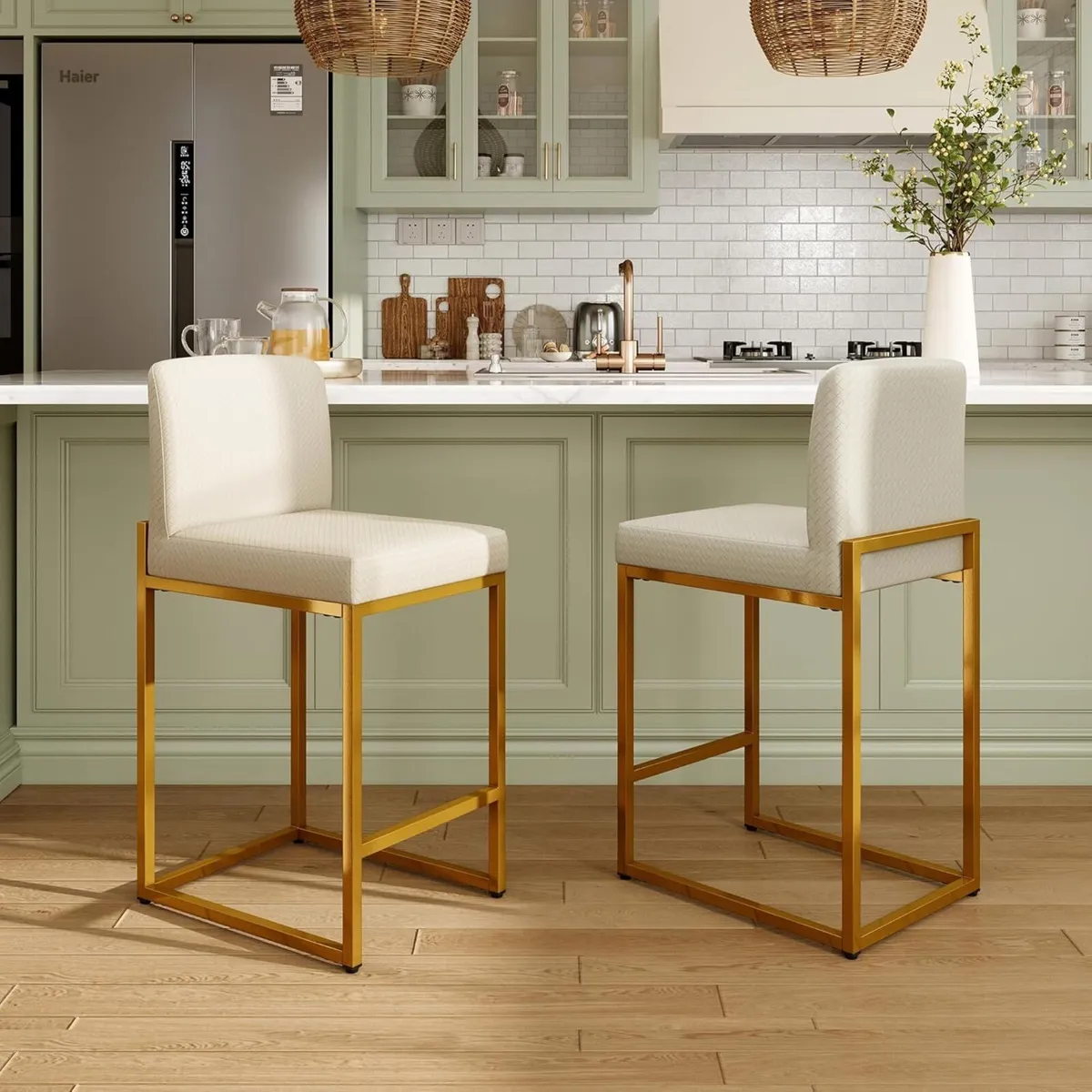 24 Bar Stools Set of 2 Breakfast Chair Pu - Image 1