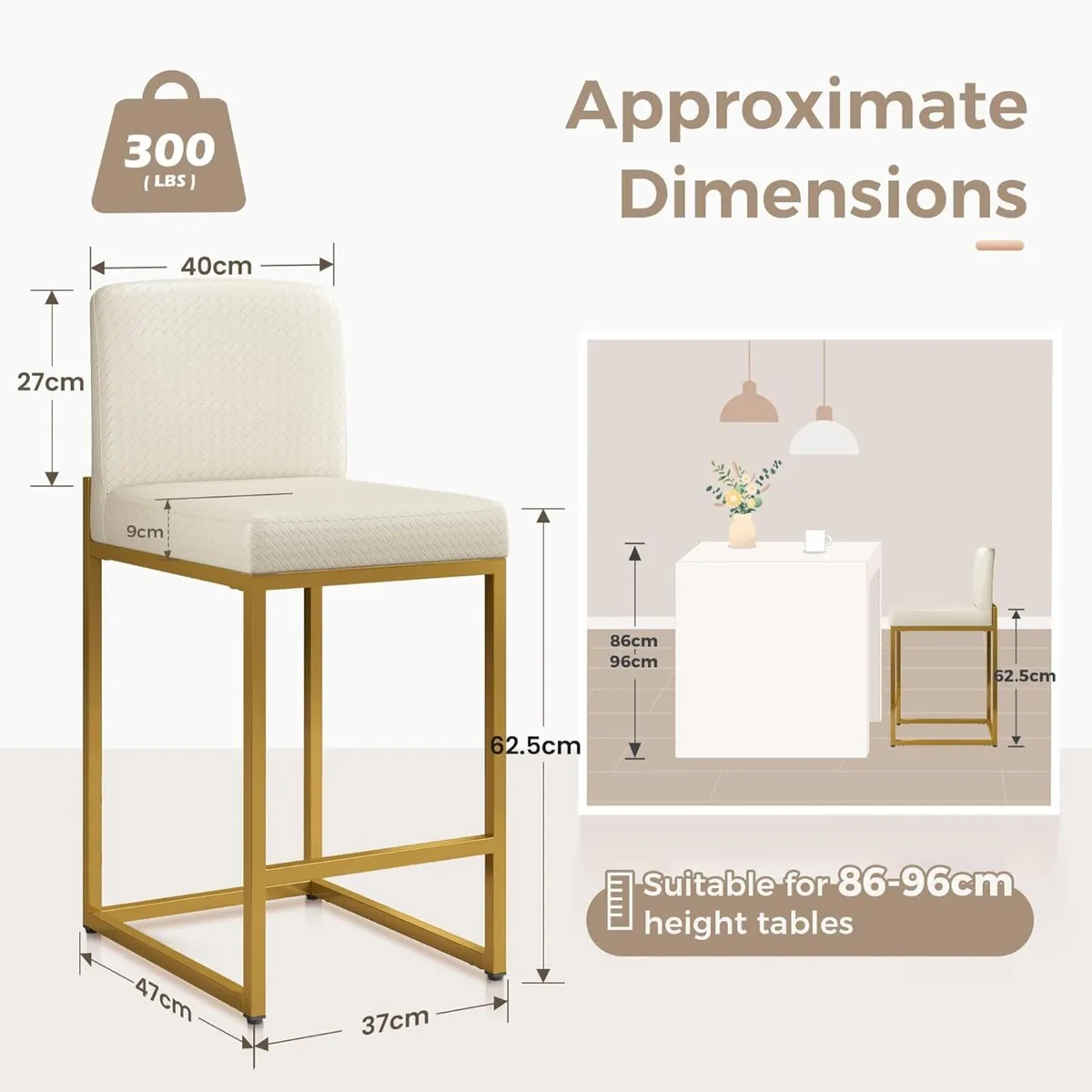 24 Bar Stools Set of 2 Breakfast Chair Pu - Image 2