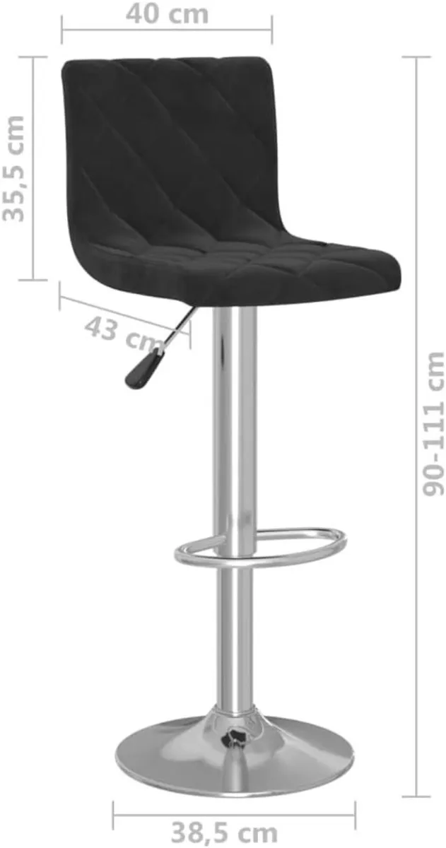 2 x Bar Stools Height-Adjustable Rotatable - Image 3