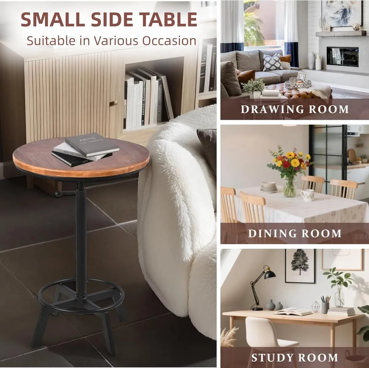 Vintage Bar Table 30-35.4inch Height Adjustable - Image 4