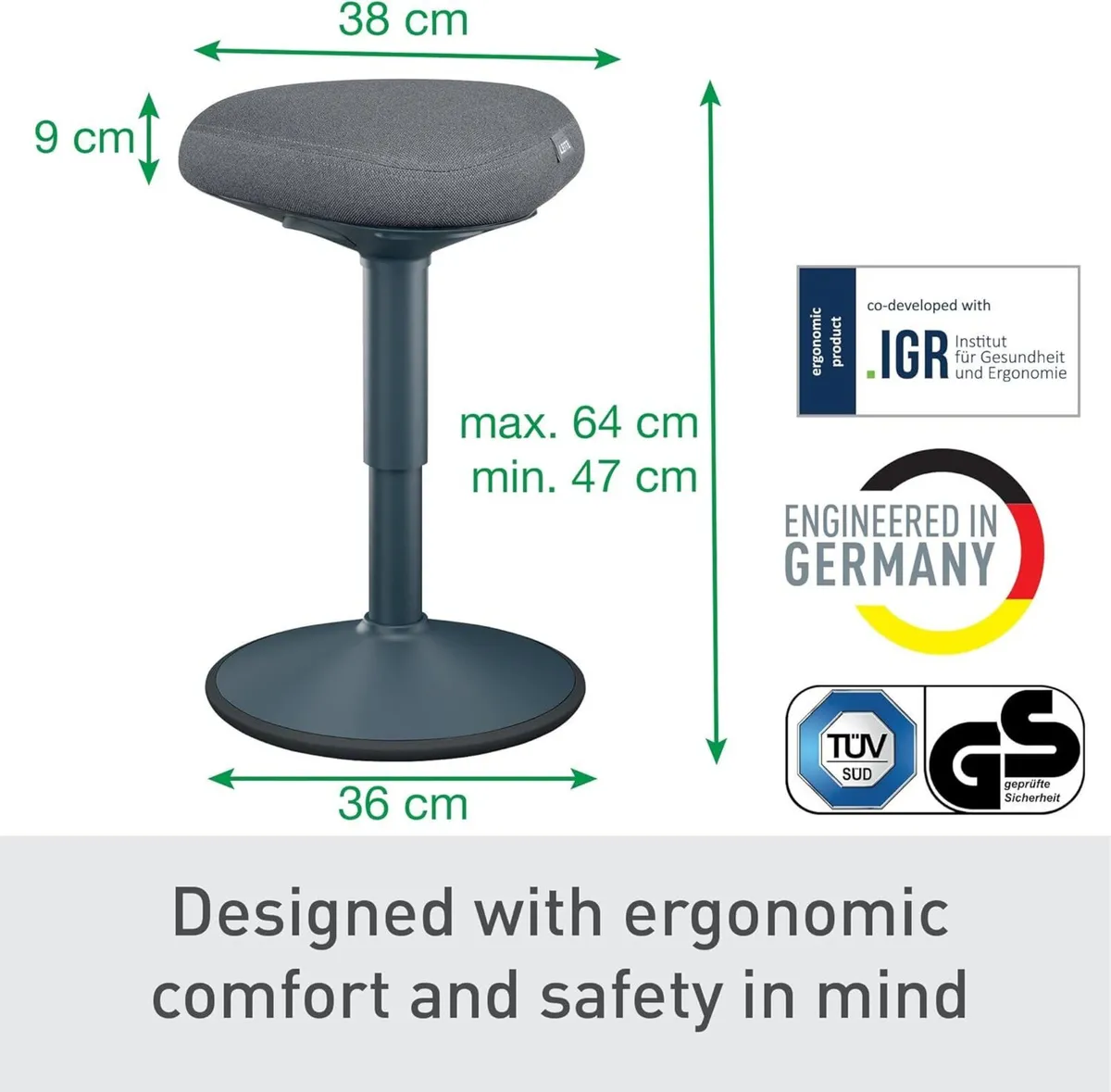 Ergo Active Sitting Stool with Unique Dual - Image 3