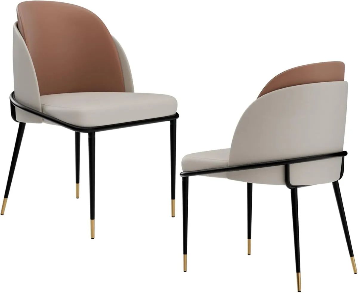 Leather Dining Chairs Set of 2 : Luxury Faux Room - Image 1
