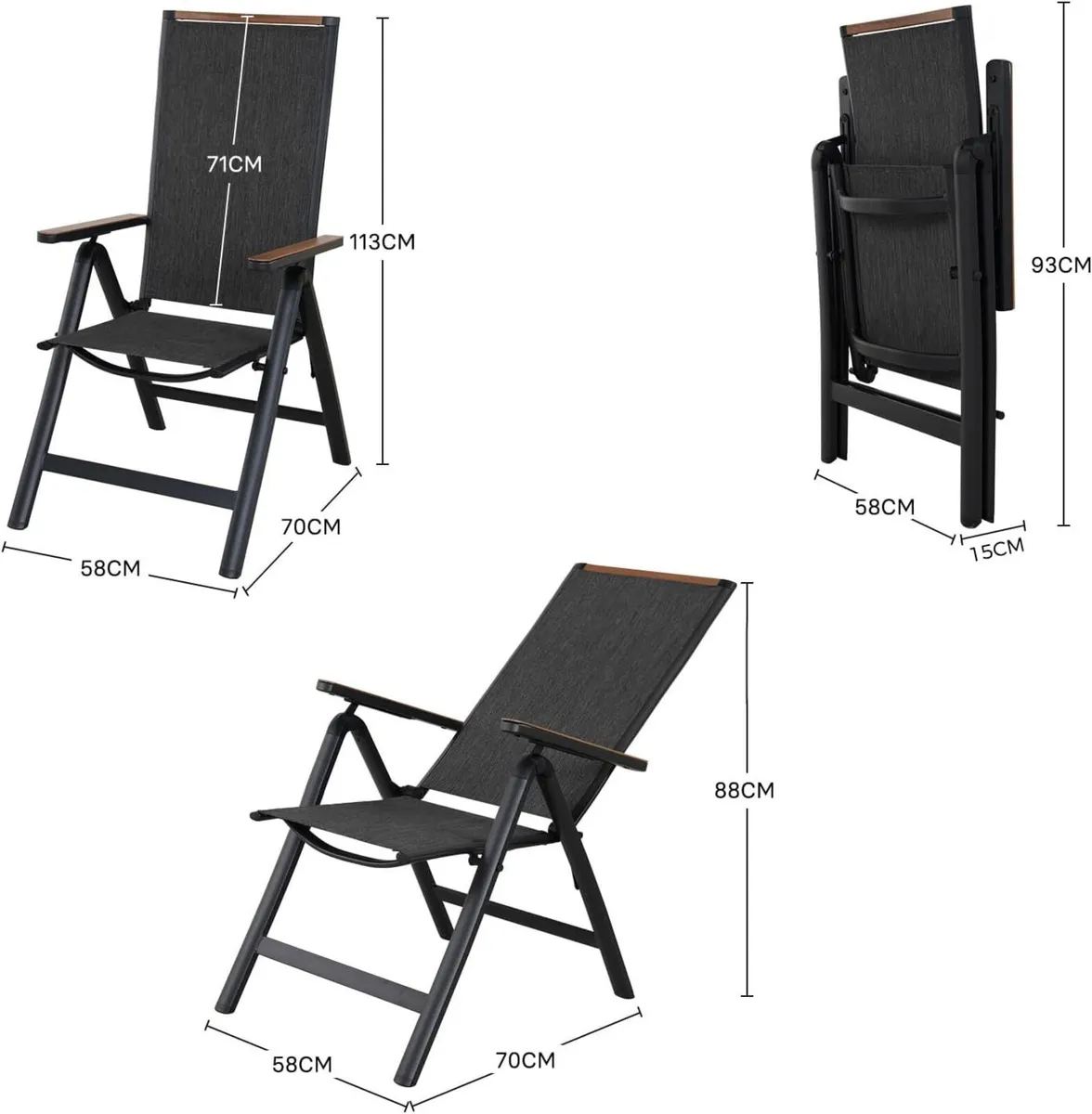 folding chair Aluminium garden chairs with - Image 3