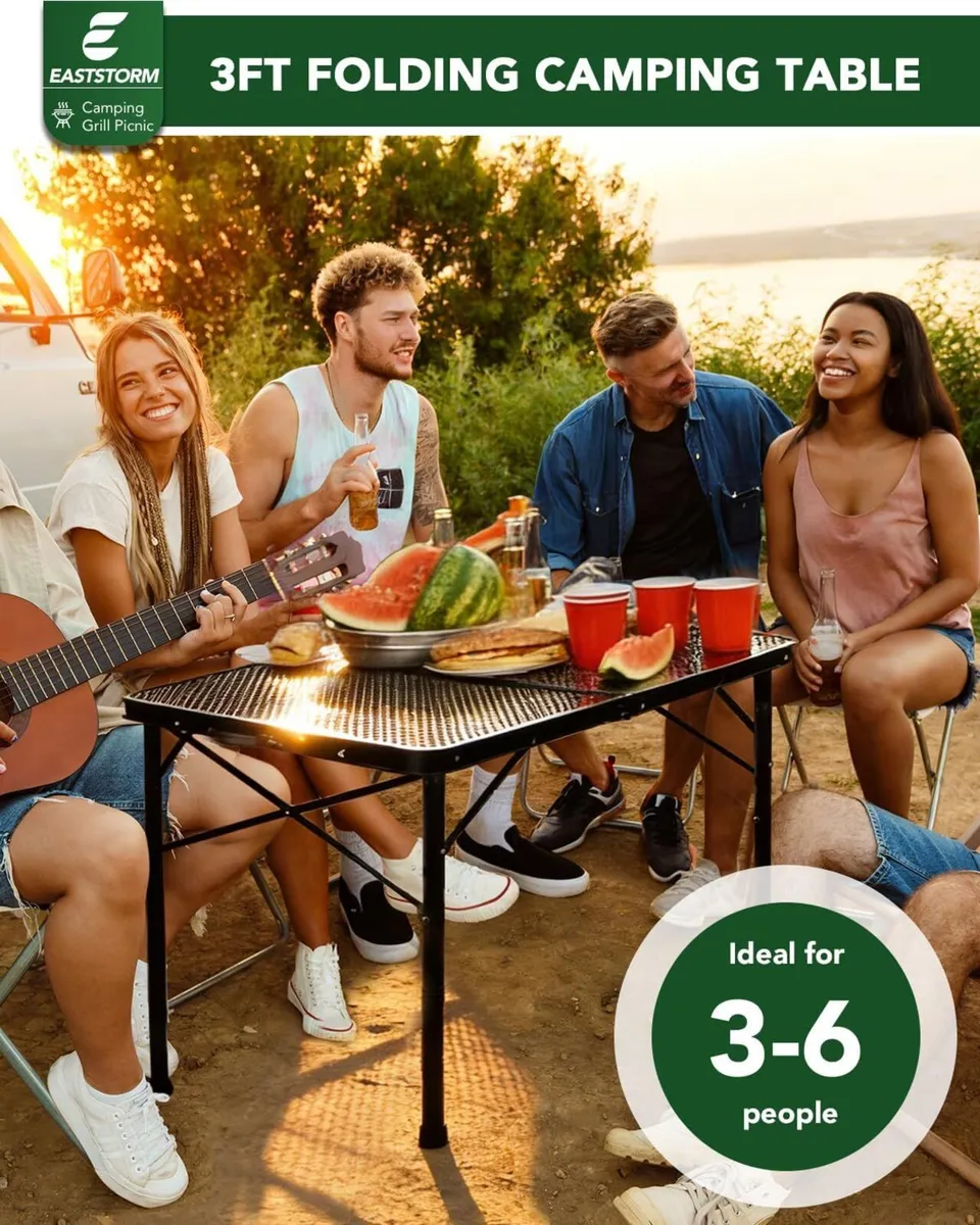 3ft Portable Camping Table 2 Adjustable Heights - Image 4