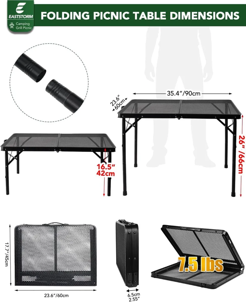 3ft Portable Camping Table 2 Adjustable Heights - Image 3