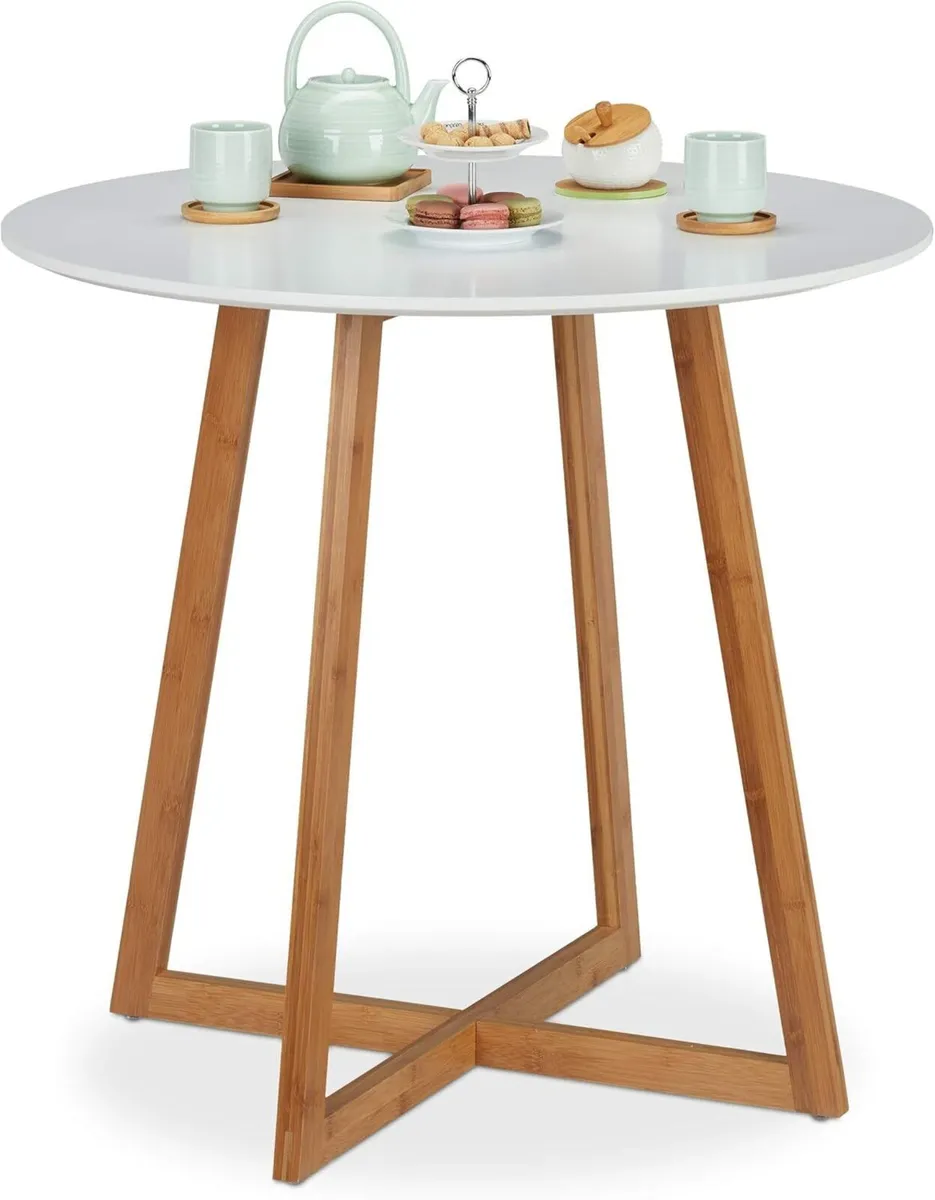 Dining Table Round Nordic Crossed Wood Legs 2 - Image 1