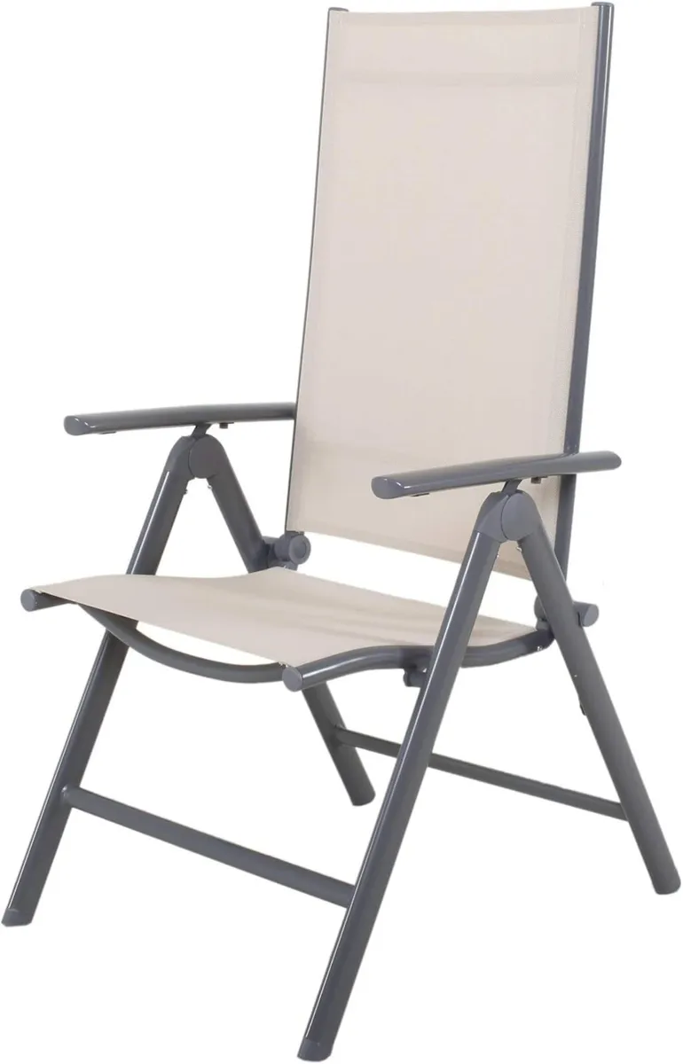 Korfu Aluminium Folding Chair Beige 67 x 59 113cm - Image 1