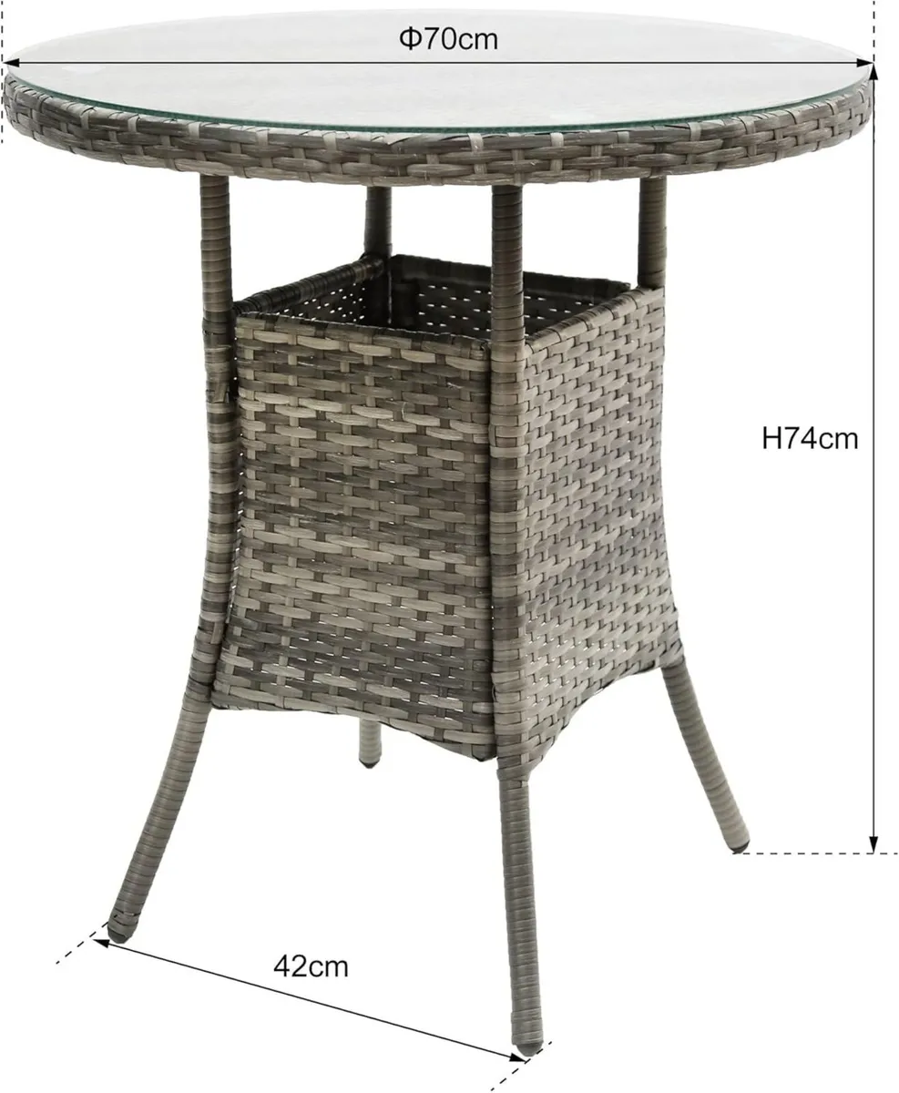 3pcs Rattan Garden Furniture Bistro Set Chair - Image 2