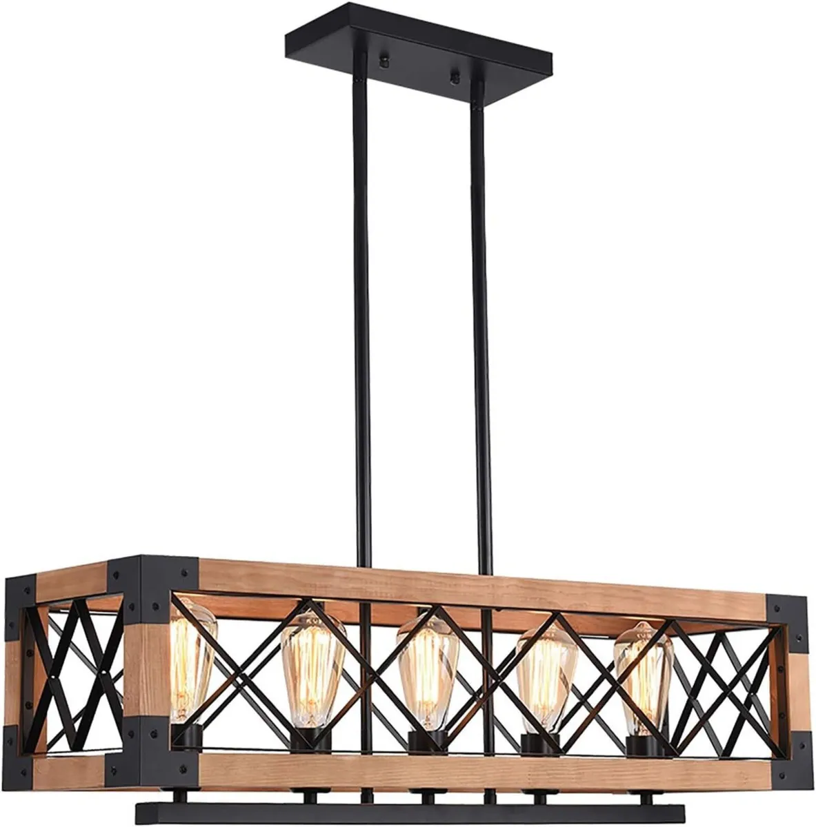 Pendant Lamp Wood 5-Light Chandelier Light - Image 1