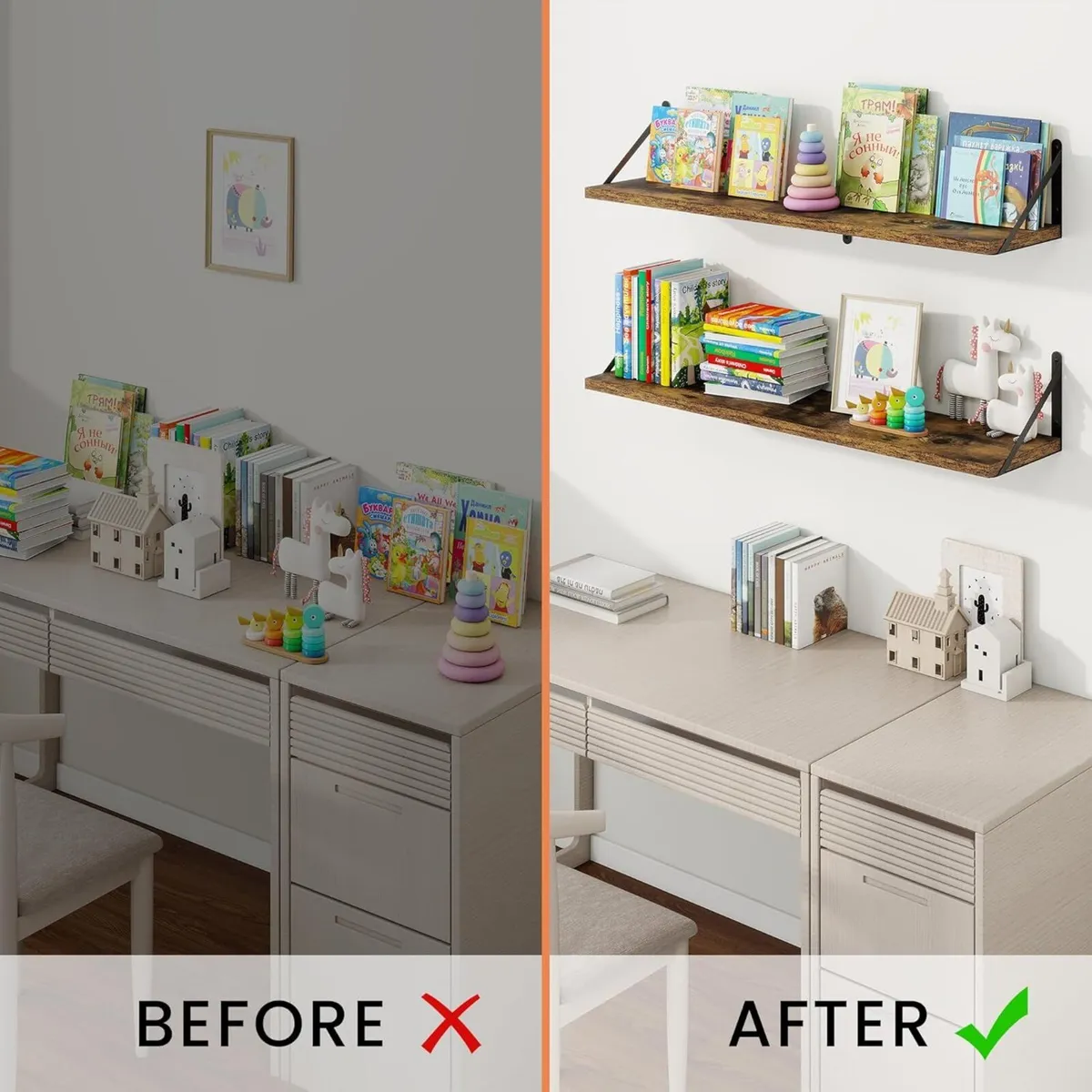 Floating Shelves Wall Book Shelf with Brackets - Image 4