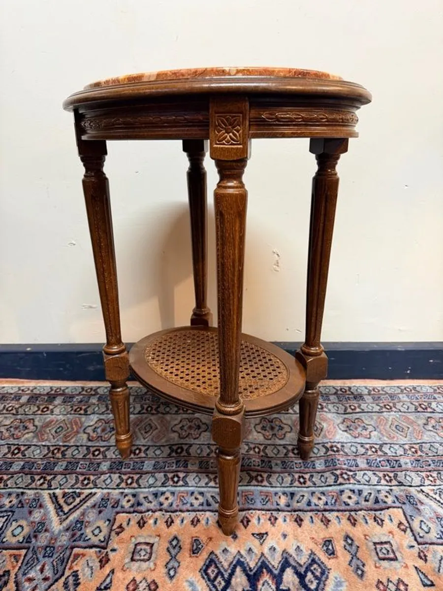 FLASH SALE ! Was 225 now 190 ! French Fruitwood & Marble Side Table or Plant Stand - Image 3