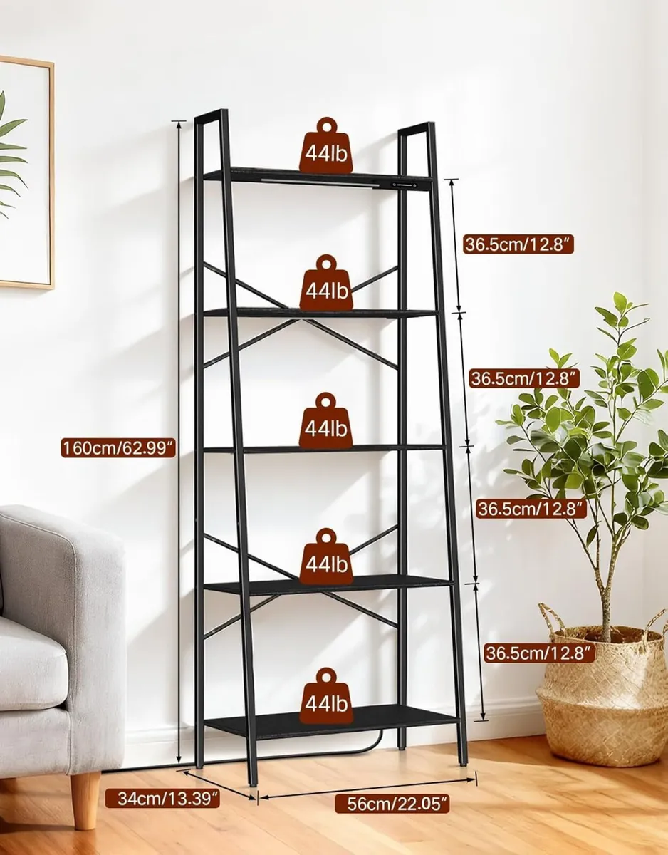 5-Tier Wide Ladder Shelf with LED Lights Touch - Image 2