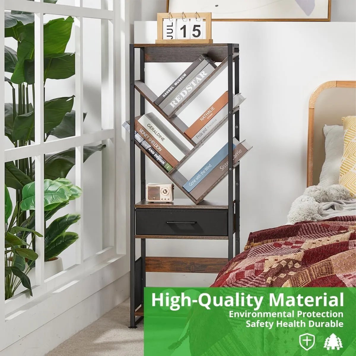 Tree Bookshelf with Side Table Tall Bookcase - Image 4