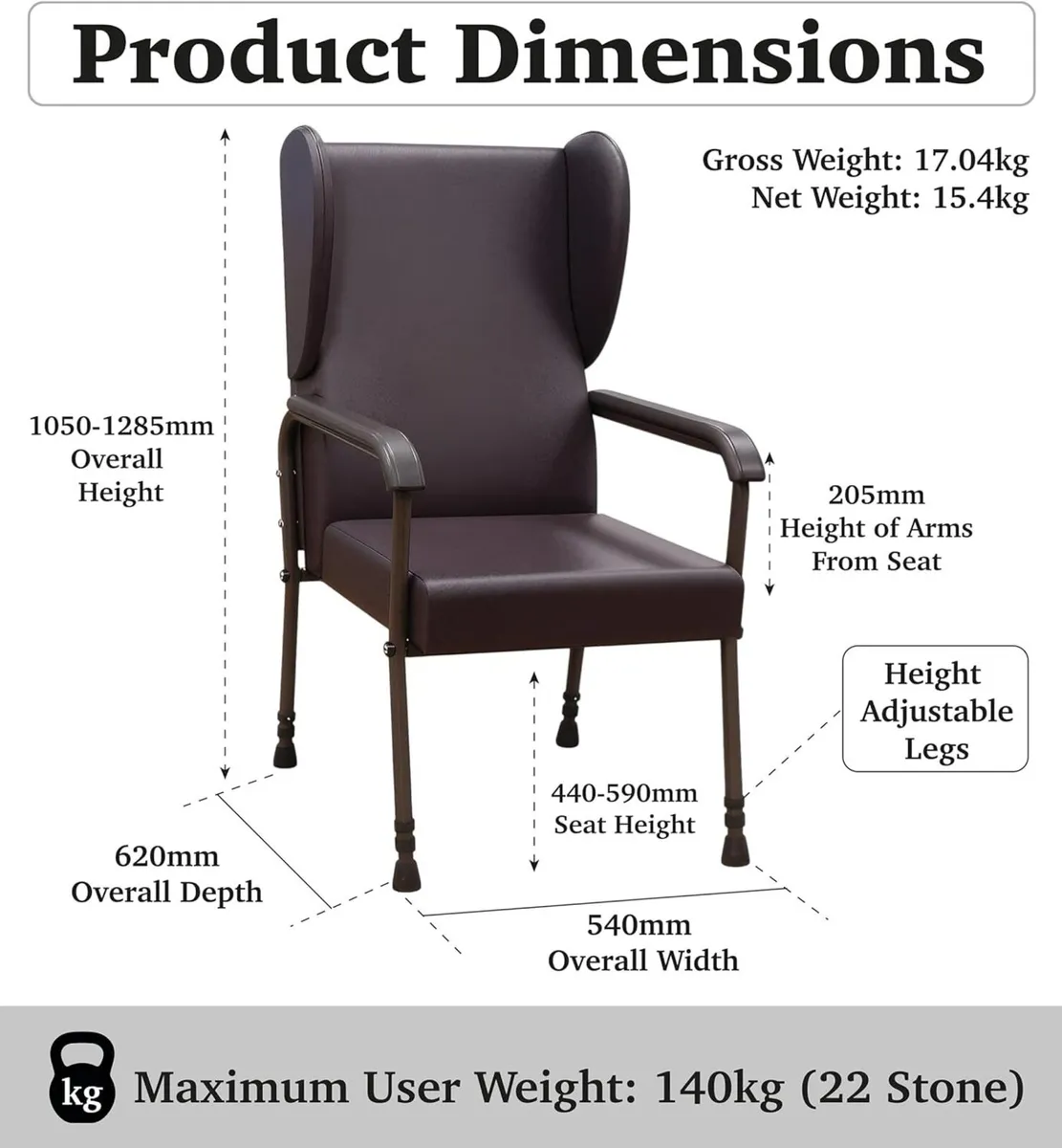 Chesterfield Orthopaedic High Back Seat Chair - Image 2