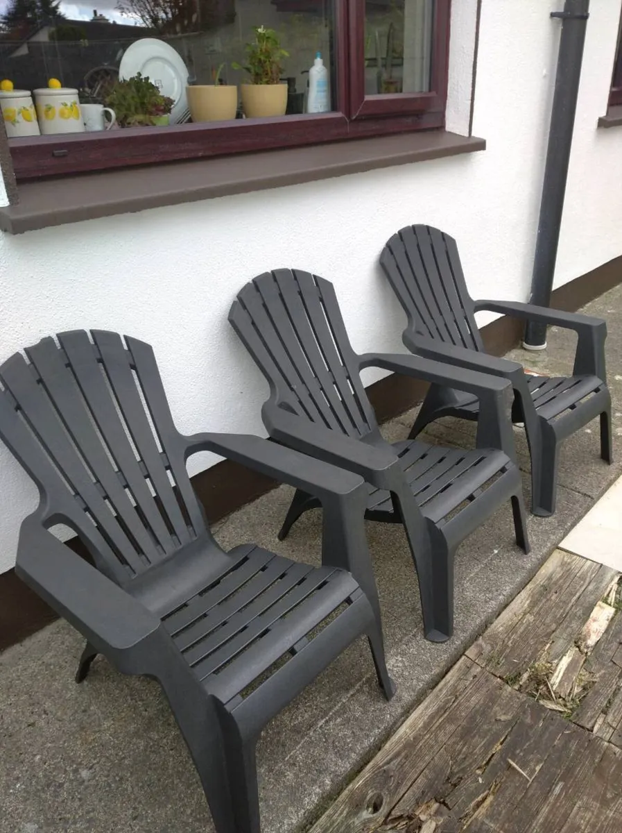 3 Anthracite garden chairs - Image 1