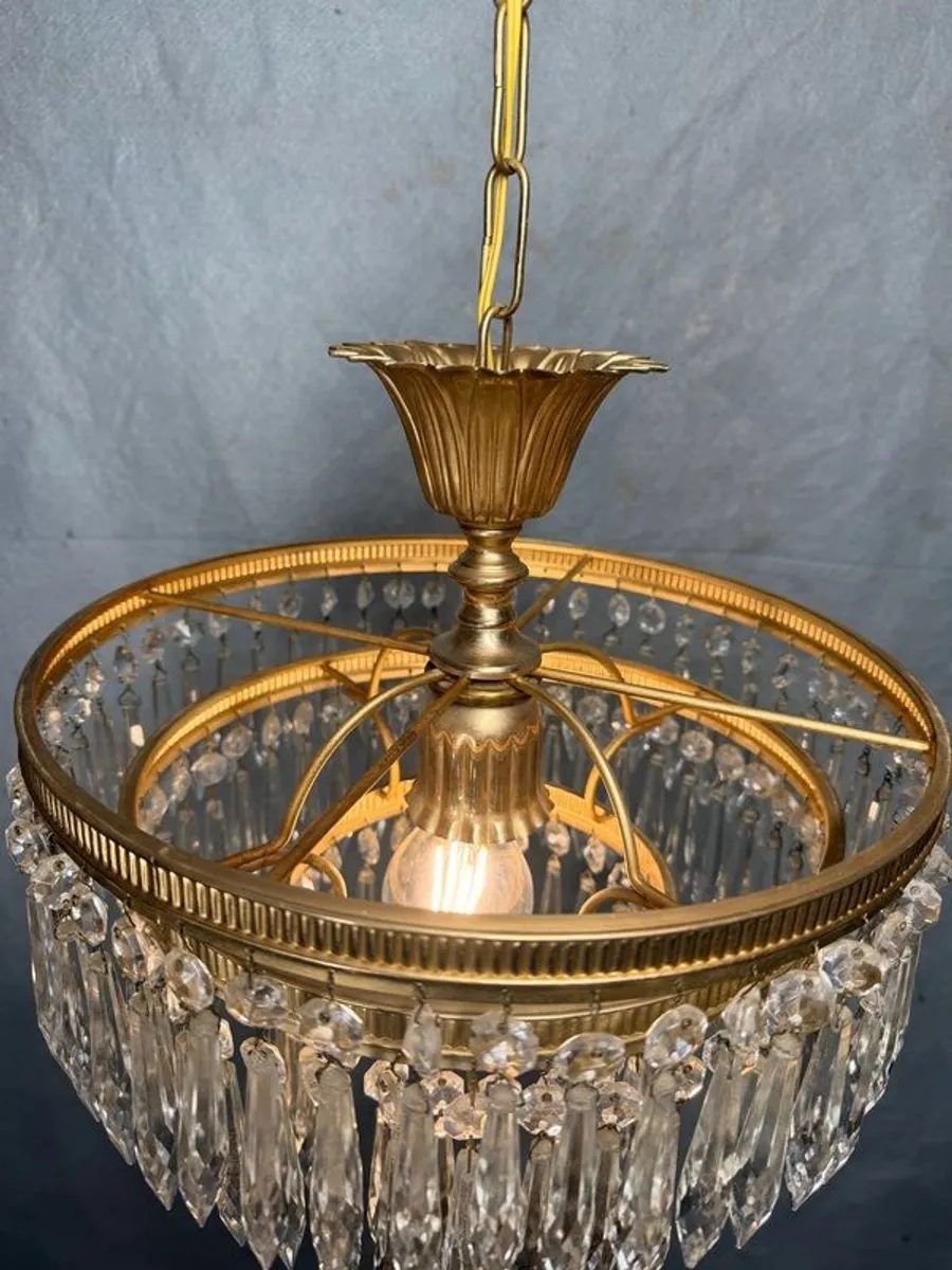 FLASH SALE ! Was 350 now 300 !! Febulous French Waterfall Crystal & Brass Chandelier - Image 2