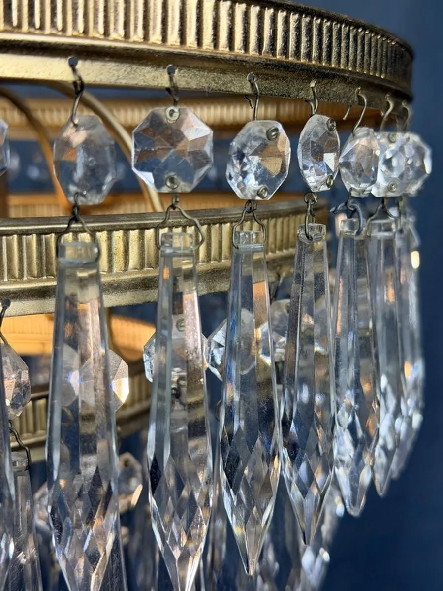 FLASH SALE ! Was 350 now 300 !! Febulous French Waterfall Crystal & Brass Chandelier - Image 4