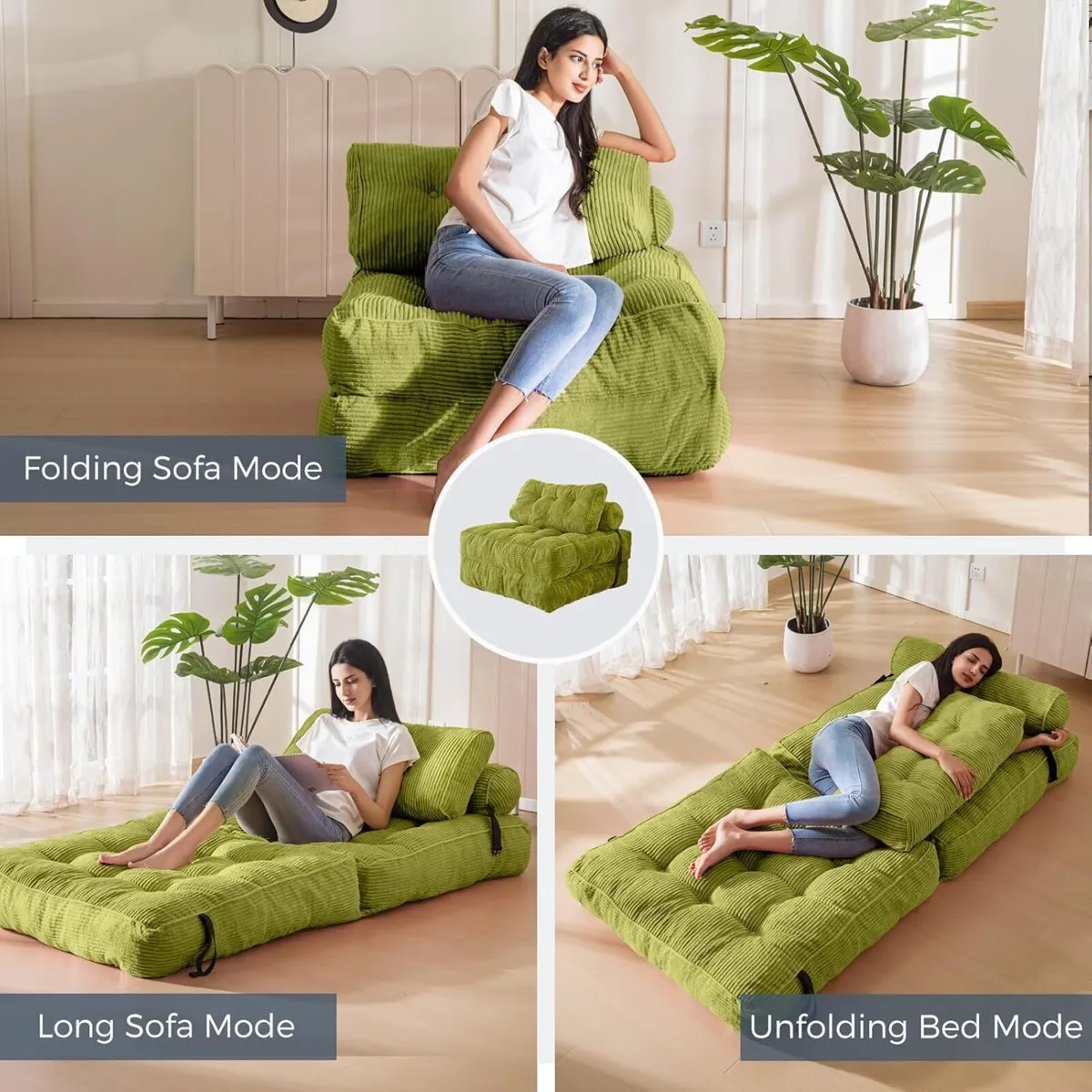Folding Sofa Bed Convertible Sleeper Chair with - Image 4