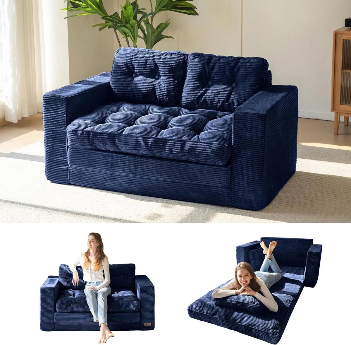 Sofa Bed Loveseat Convertable with 2 Pillows in 1 - Image 1