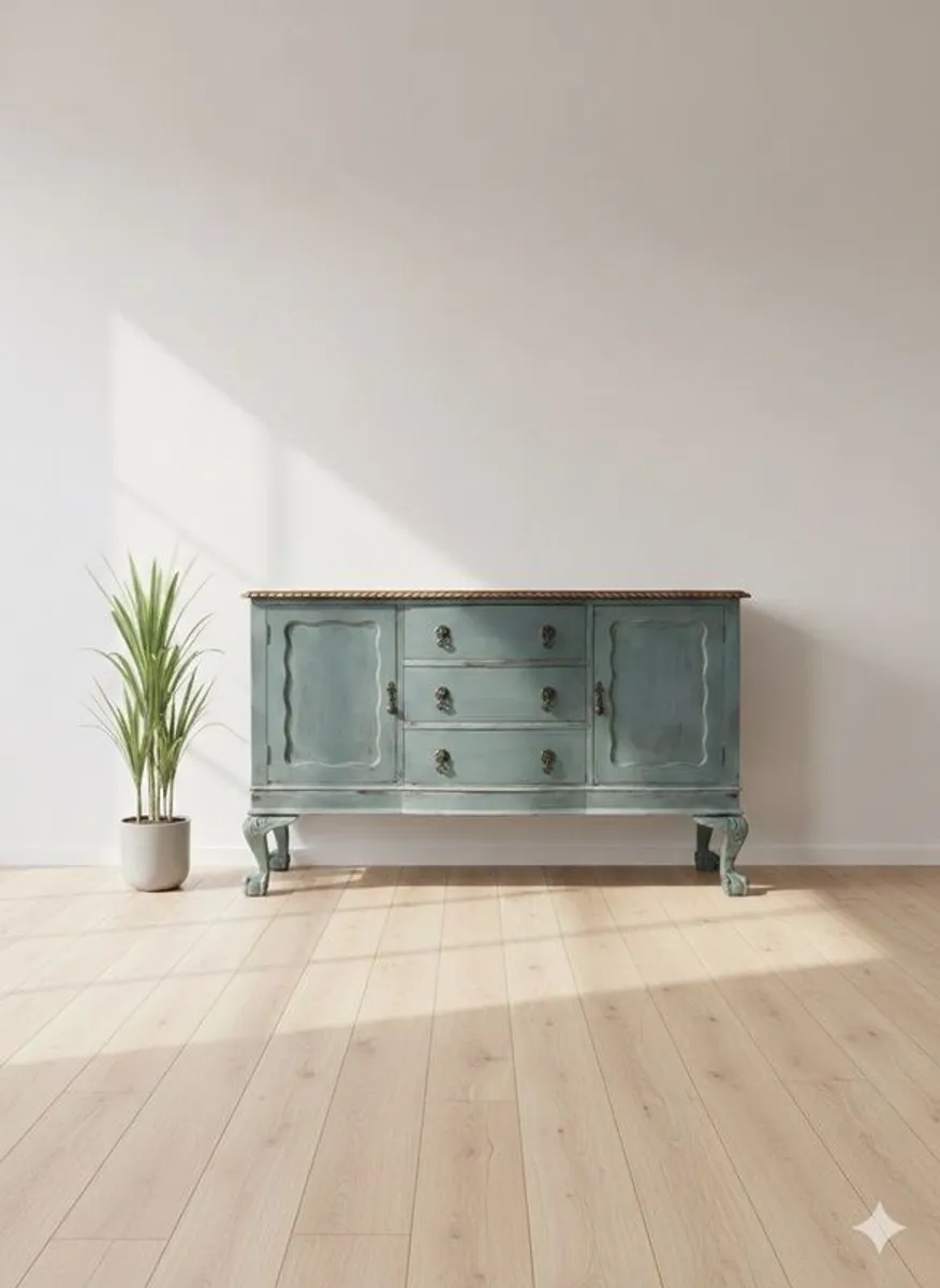 FLASH SALE ! Was 600 now 530 ! Painted Mahogany Queen Anne Style Vintage Sideboard - Image 1