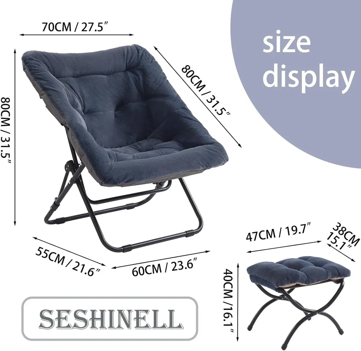 Comfy Saucer Chair with Ottoman Oversized - Image 3