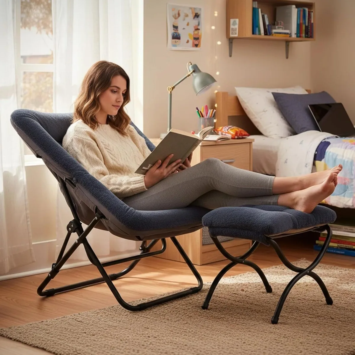 Comfy Saucer Chair with Ottoman Oversized - Image 4
