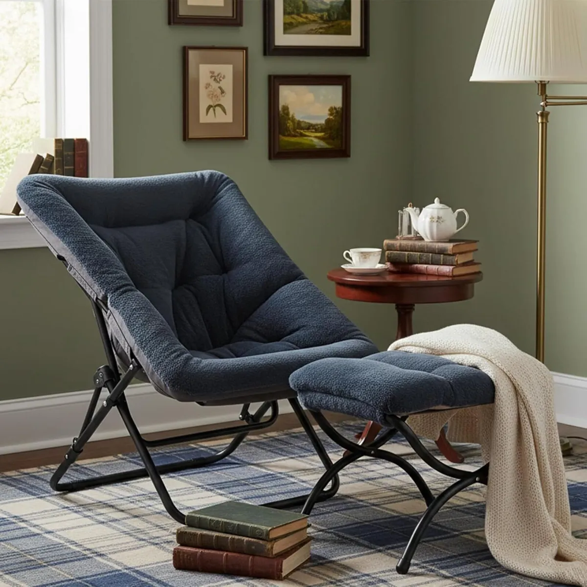 Comfy Saucer Chair with Ottoman Oversized - Image 2