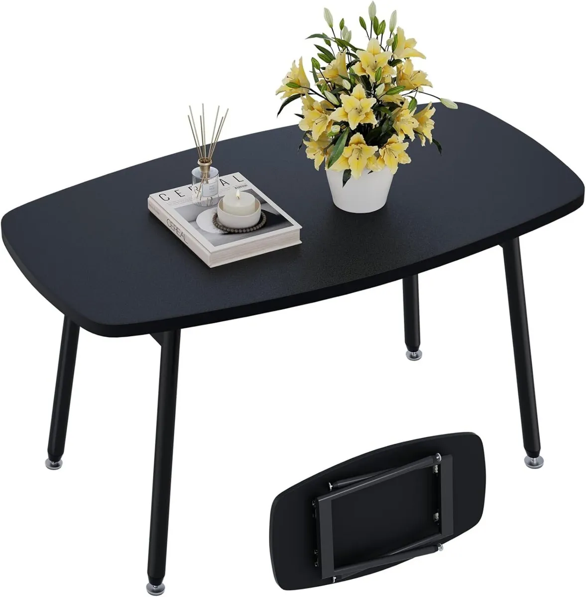 Folding Coffee Table Small Black Tables for - Image 1