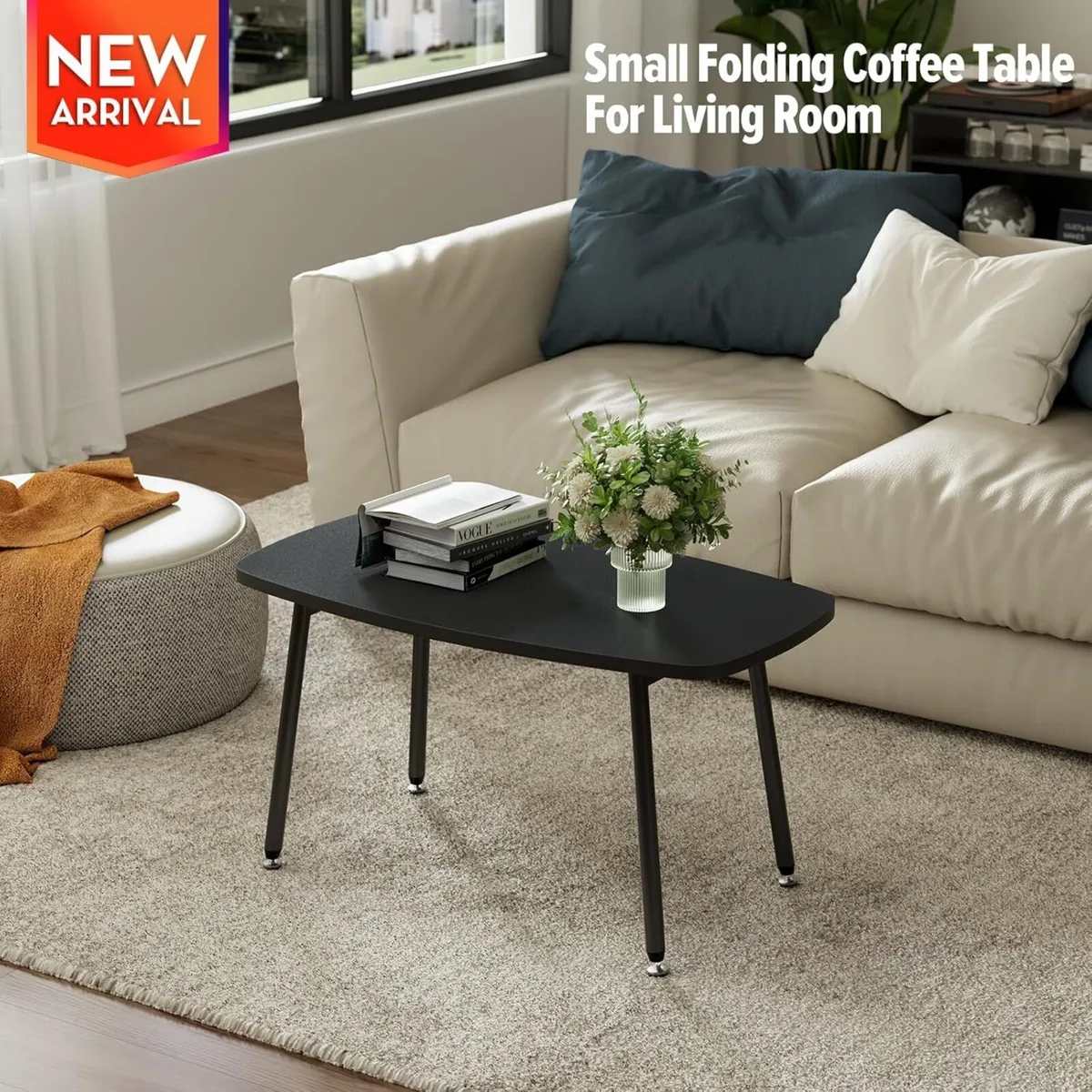 Folding Coffee Table Small Black Tables for - Image 4