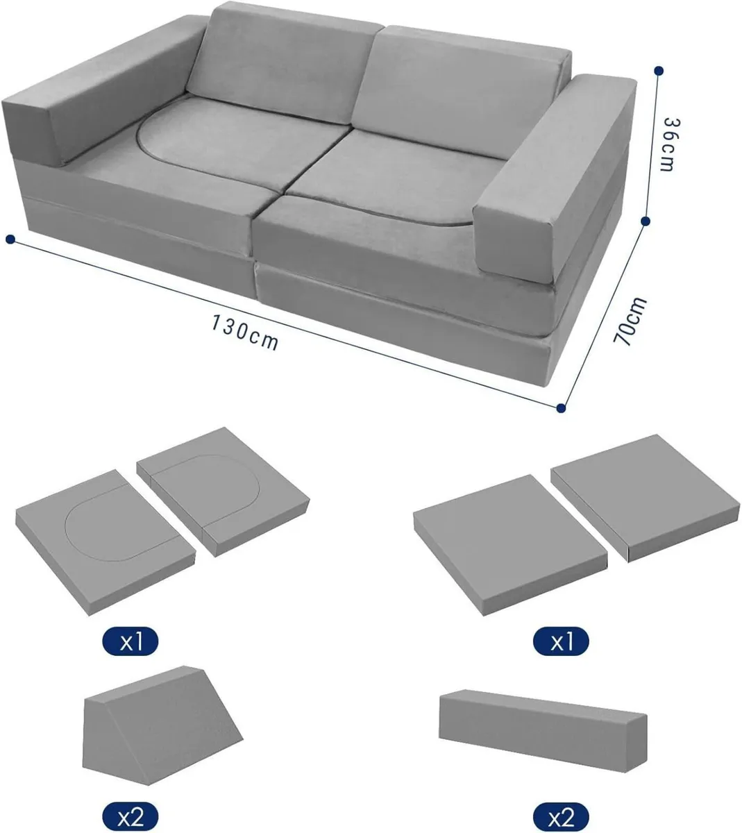 10-Pieces Kids Play Sofa Bed Modular Toddler - Image 3