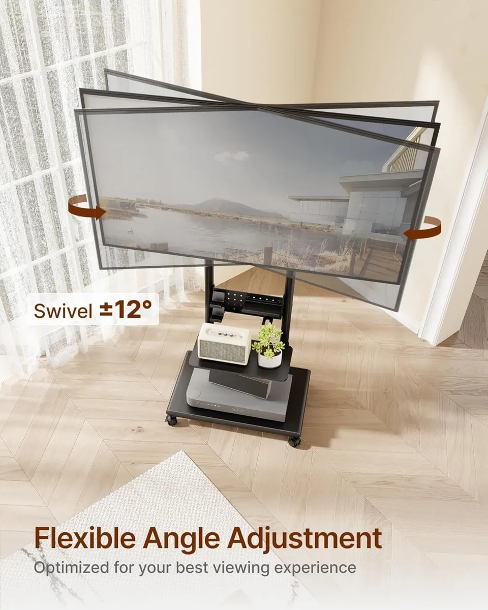 Mobile TV Stand with Pegboard Organizer for 37-75 - Image 4