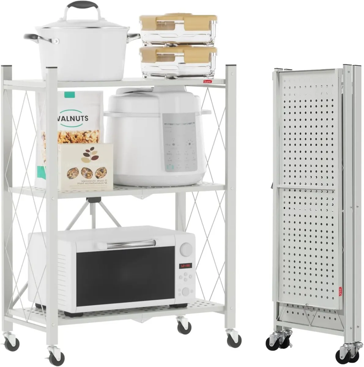 Folding Storage Shelves 3 Tiers Metal Shelving - Image 1