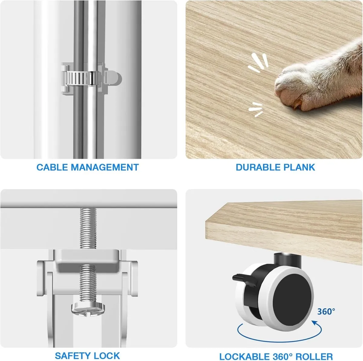 White Mobile Swivel TV Stand on Wheels for Most - Image 4