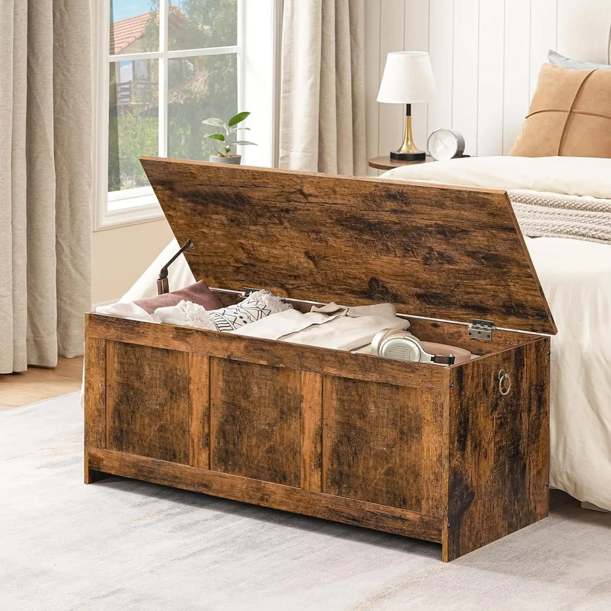 Storage Chest Wooden Bench Blanket Box Storages - Image 2